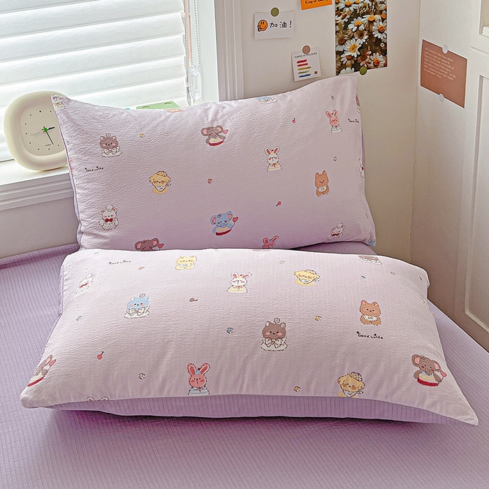 91家纺网 家纺一手货源 找家纺 一比一 2026新款云感皱皱双层纱四件套-简单款 萌宠宝贝