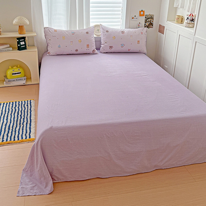 91家纺网 家纺一手货源 找家纺 一比一 2026新款云感皱皱双层纱四件套-简单款 萌宠宝贝