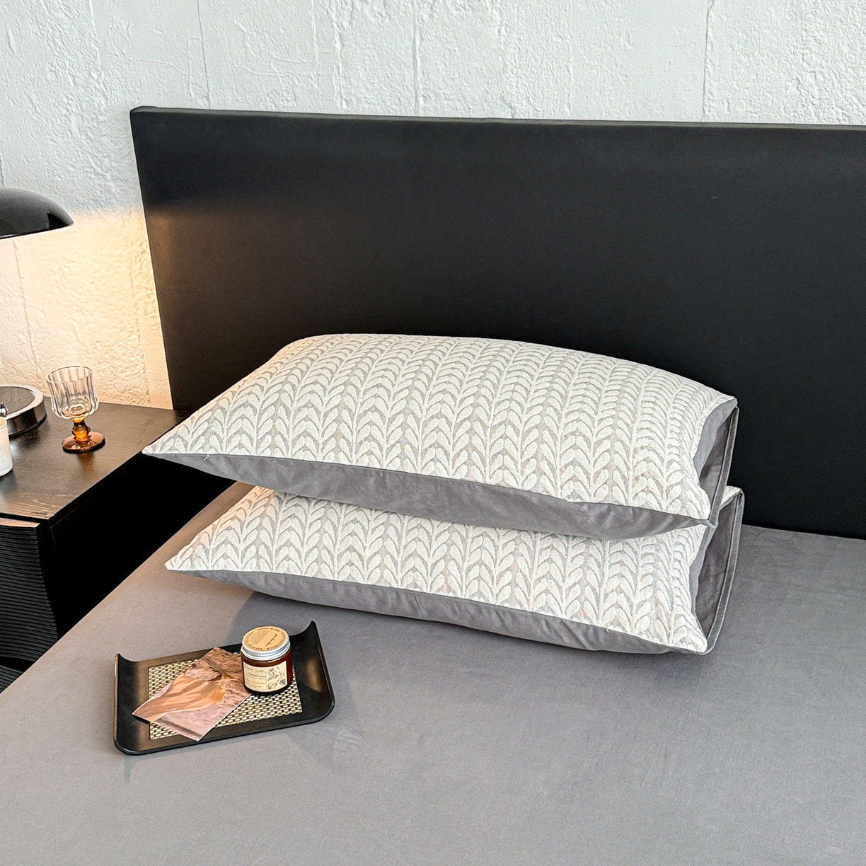 91家纺网 家纺一手货源 找家纺 眠博士 2025新款60s长绒棉纯棉提花磨毛四件套 提花磨毛套件-荞麦灰