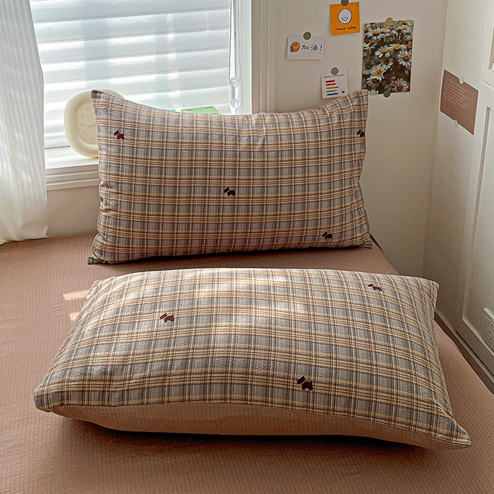 91家纺网 家纺一手货源 找家纺 一比一 2026新款云感皱皱双层纱四件套-简单款 塞西咖