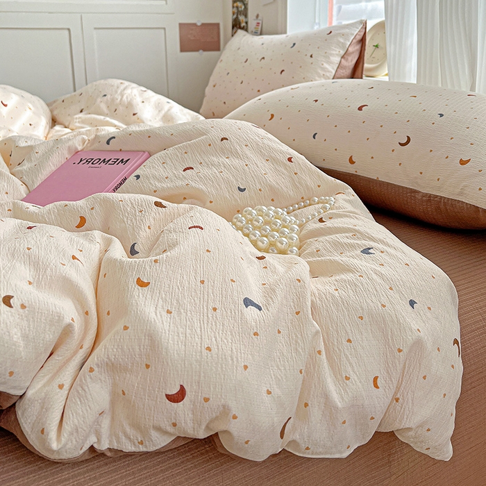 一比一 2025新款云感皱皱双层纱四件套-简单款 星空咖