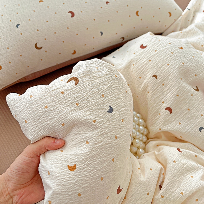 91家纺网 家纺一手货源 找家纺 一比一 2026新款云感皱皱双层纱四件套-简单款 星空咖