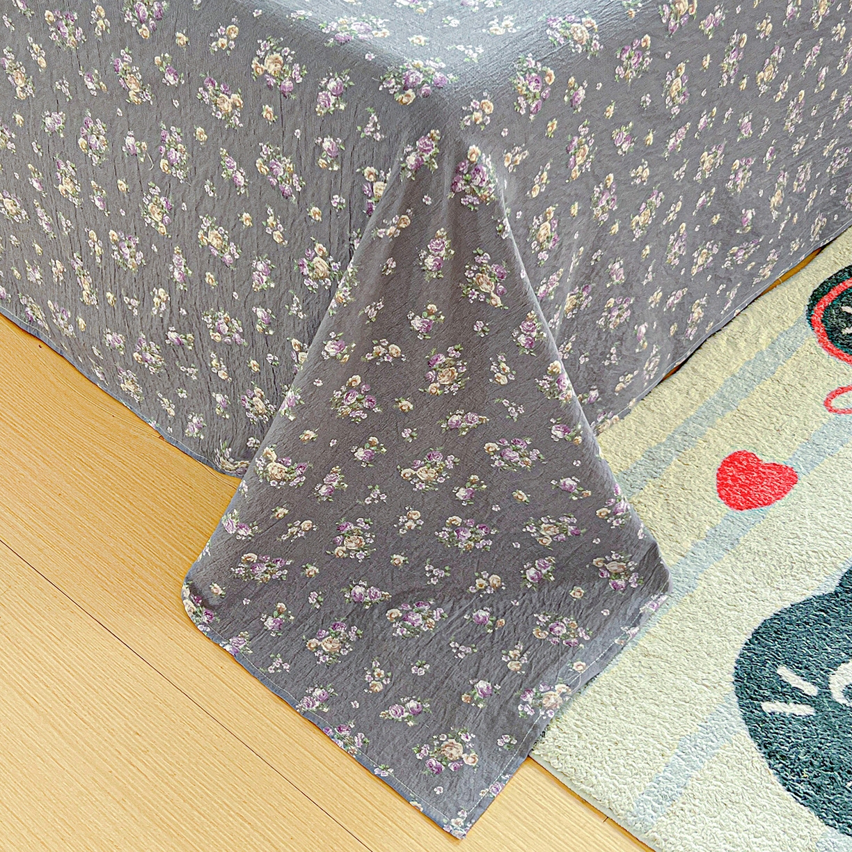 91家纺网 家纺一手货源 找家纺 格真 2025新款A类云感木棉皱皱双层纱床单单床单床单单品床单三件套 乌木沉香