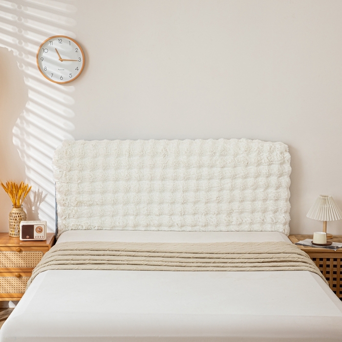 91家纺网 家纺一手货源 找家纺 沐沐家纺 2026新款兔毛绒床头靠背 奶白色