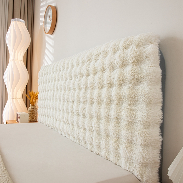 91家纺网 家纺一手货源 找家纺 沐沐家纺 2026新款兔毛绒床头靠背 奶白色