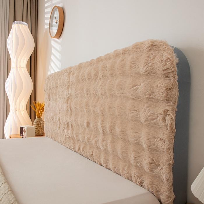 91家纺网 家纺一手货源 找家纺 沐沐家纺 2026新款兔毛绒床头靠背 浅卡其