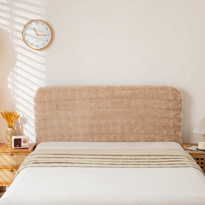 91家纺网 家纺一手货源 找家纺 沐沐家纺 2026新款兔毛绒床头靠背 浅卡其