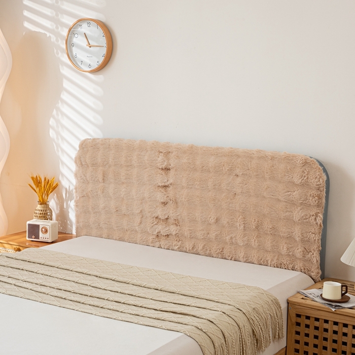 91家纺网 家纺一手货源 找家纺 沐沐家纺 2026新款兔毛绒床头靠背 浅卡其