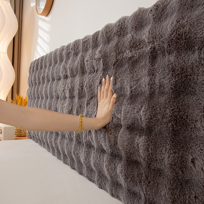 91家纺网 家纺一手货源 找家纺 沐沐家纺 2026新款兔毛绒床头靠背 深灰