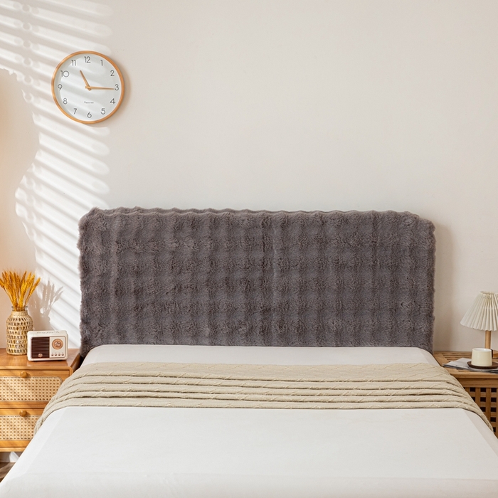 91家纺网 家纺一手货源 找家纺 沐沐家纺 2026新款兔毛绒床头靠背 深灰