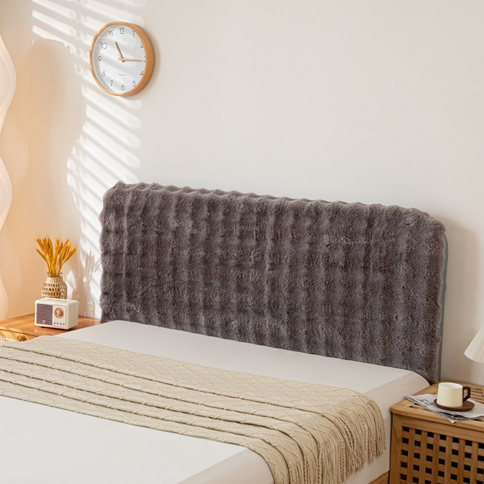 91家纺网 家纺一手货源 找家纺 沐沐家纺 2026新款兔毛绒床头靠背 深灰