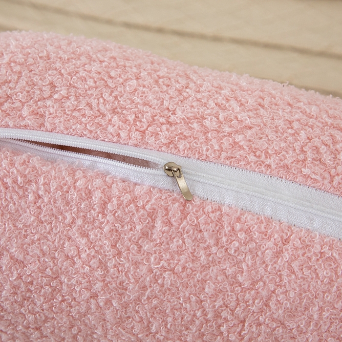 91家纺网 家纺一手货源 找家纺 沐沐家纺 2026新款泰迪绒小雪球床头靠背 小雪球-粉色