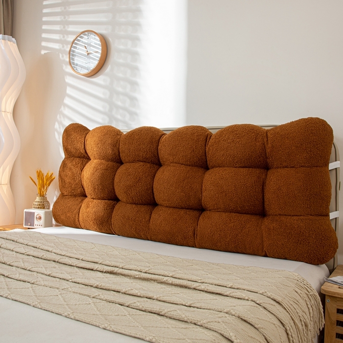 91家纺网 家纺一手货源 找家纺 沐沐家纺 2026新款泰迪绒小雪球床头靠背 小雪球-咖啡