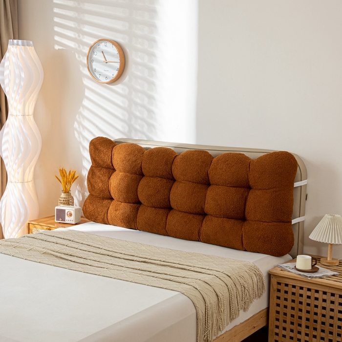 91家纺网 家纺一手货源 找家纺 沐沐家纺 2026新款泰迪绒小雪球床头靠背 小雪球-咖啡