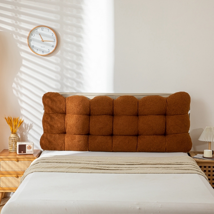 91家纺网 家纺一手货源 找家纺 沐沐家纺 2026新款泰迪绒小雪球床头靠背 小雪球-咖啡