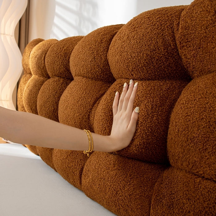 91家纺网 家纺一手货源 找家纺 沐沐家纺 2026新款泰迪绒小雪球床头靠背 小雪球-咖啡