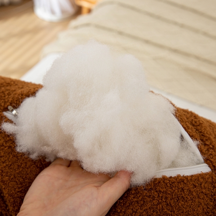 91家纺网 家纺一手货源 找家纺 沐沐家纺 2026新款泰迪绒小雪球床头靠背 小雪球-咖啡