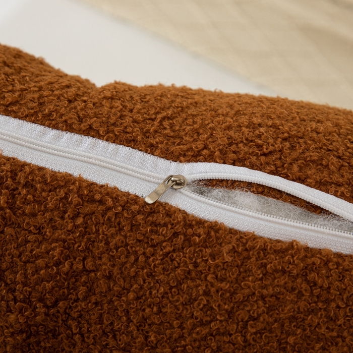 91家纺网 家纺一手货源 找家纺 沐沐家纺 2026新款泰迪绒小雪球床头靠背 小雪球-咖啡