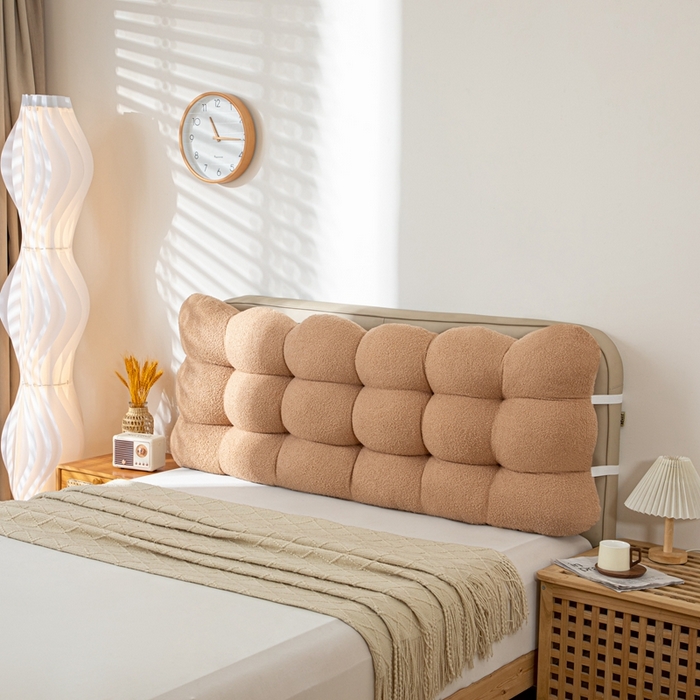 91家纺网 家纺一手货源 找家纺 沐沐家纺 2026新款泰迪绒小雪球床头靠背 小雪球-卡其