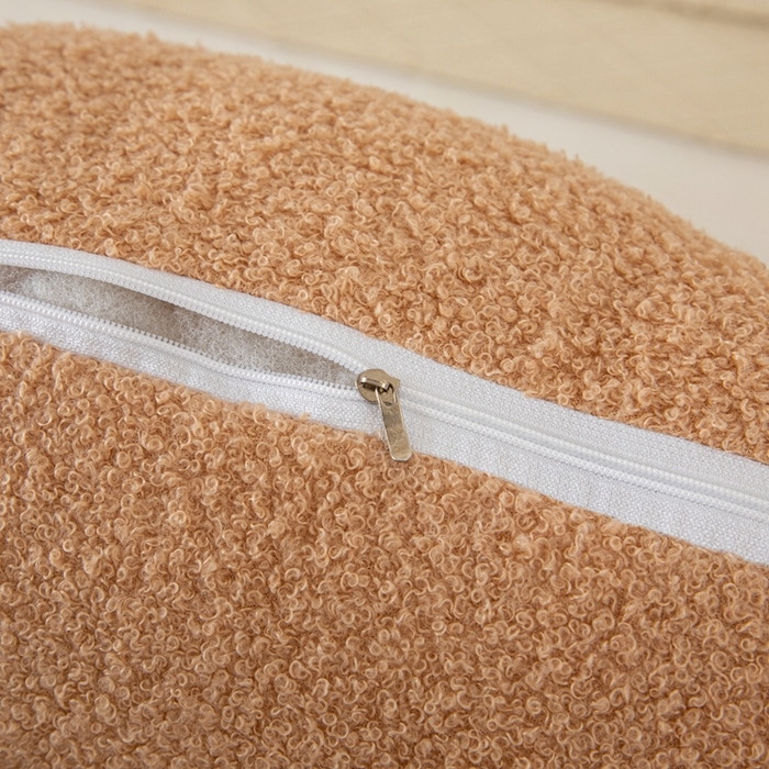 91家纺网 家纺一手货源 找家纺 沐沐家纺 2026新款泰迪绒小雪球床头靠背 小雪球-卡其