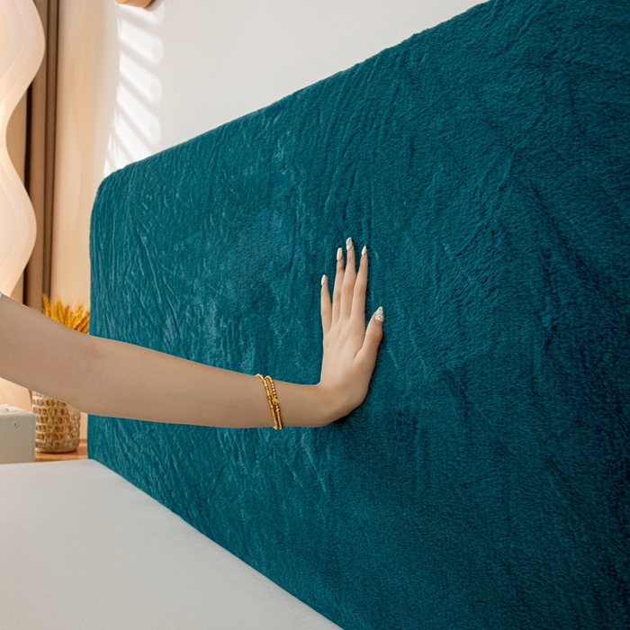 91家纺网 家纺一手货源 找家纺 沐沐家纺 2026新款云梦纯色床头罩 云梦-翡翠绿