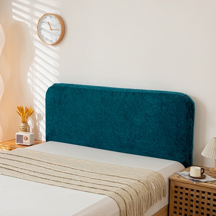 91家纺网 家纺一手货源 找家纺 沐沐家纺 2026新款云梦纯色床头罩 云梦-翡翠绿