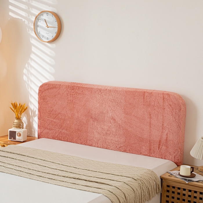 91家纺网 家纺一手货源 找家纺 沐沐家纺 2026新款云梦纯色床头罩 云梦-粉色