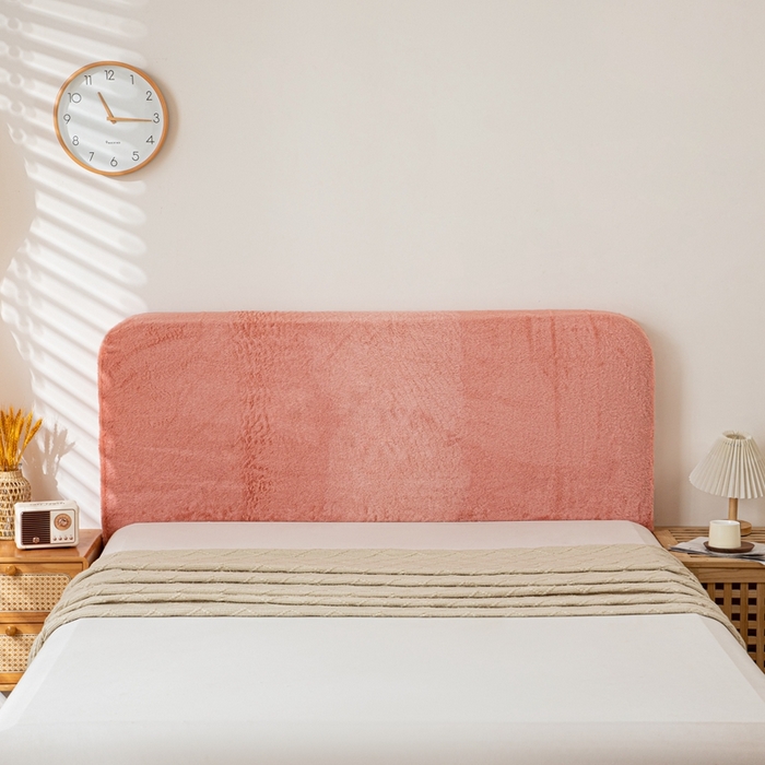 91家纺网 家纺一手货源 找家纺 沐沐家纺 2026新款云梦纯色床头罩 云梦-粉色