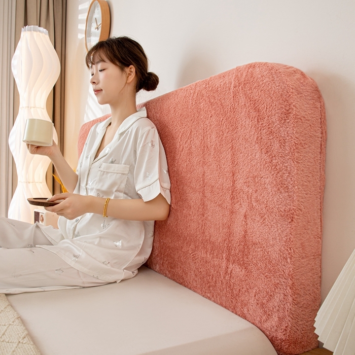 91家纺网 家纺一手货源 找家纺 沐沐家纺 2026新款云梦纯色床头罩 云梦-粉色