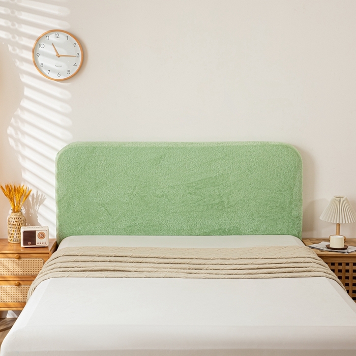 91家纺网 家纺一手货源 找家纺 沐沐家纺 2026新款云梦纯色床头罩 云梦-抹茶绿