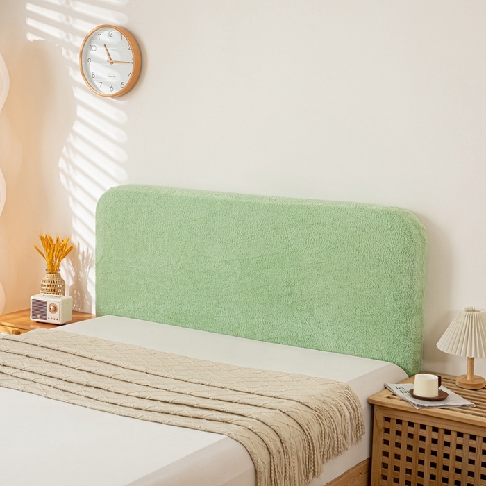 91家纺网 家纺一手货源 找家纺 沐沐家纺 2026新款云梦纯色床头罩 云梦-抹茶绿