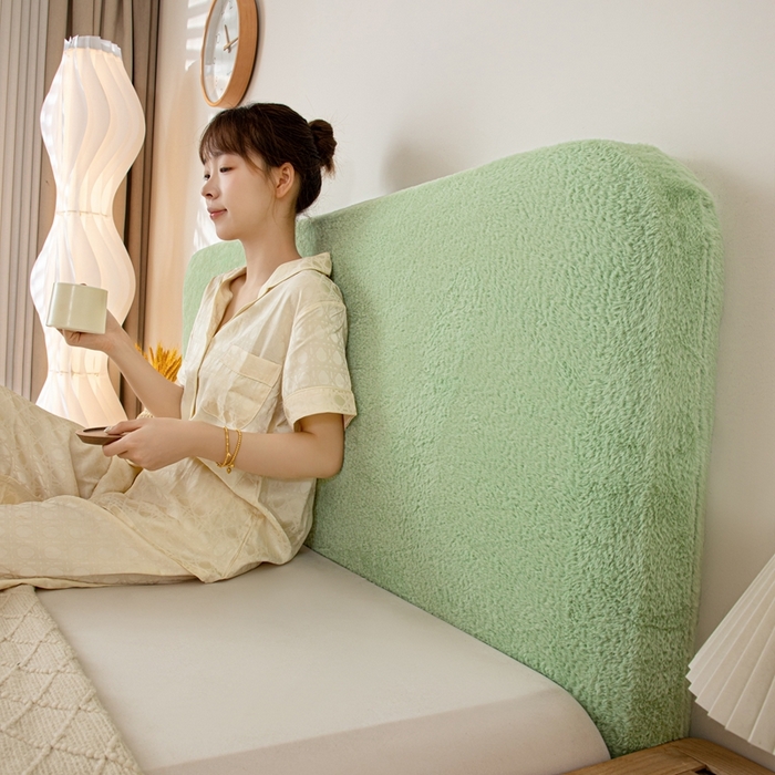 91家纺网 家纺一手货源 找家纺 沐沐家纺 2026新款云梦纯色床头罩 云梦-抹茶绿