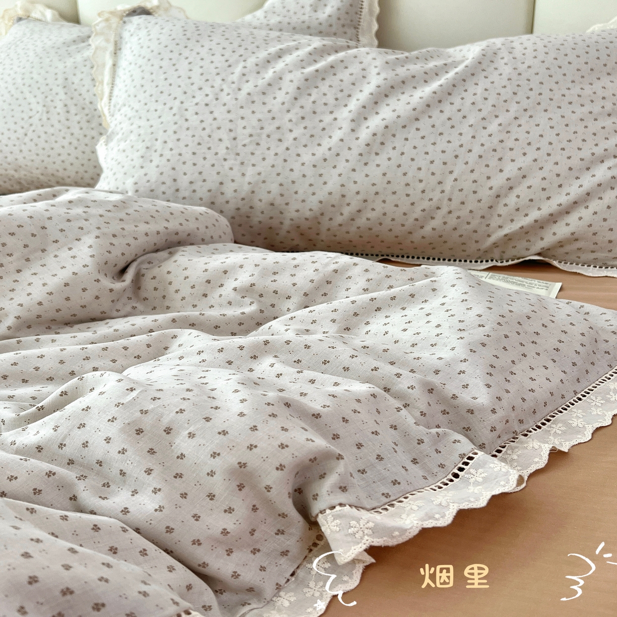 91家纺网 家纺一手货源 找家纺 （总）荣轩2025新款全棉双层纱镂空花边工艺款四件套（铺床版）
