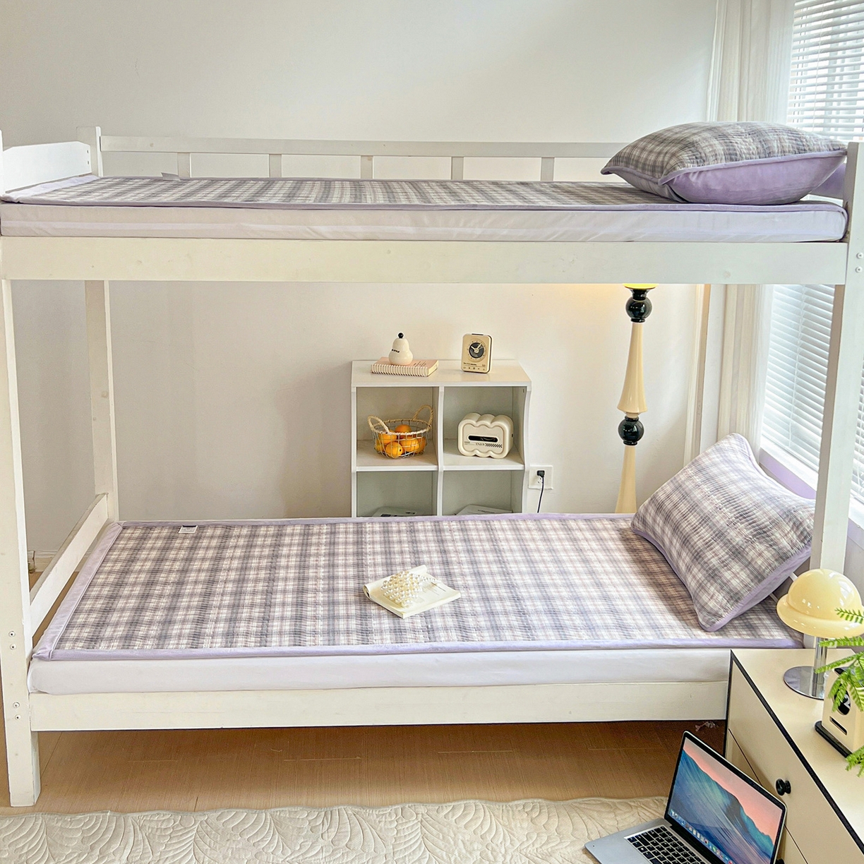 91家纺网 家纺一手货源 找家纺 乐野家居 2025新款开学季 A类全棉水洗棉+宝宝绒学生床盖三件套（多功能被套） 可可紫