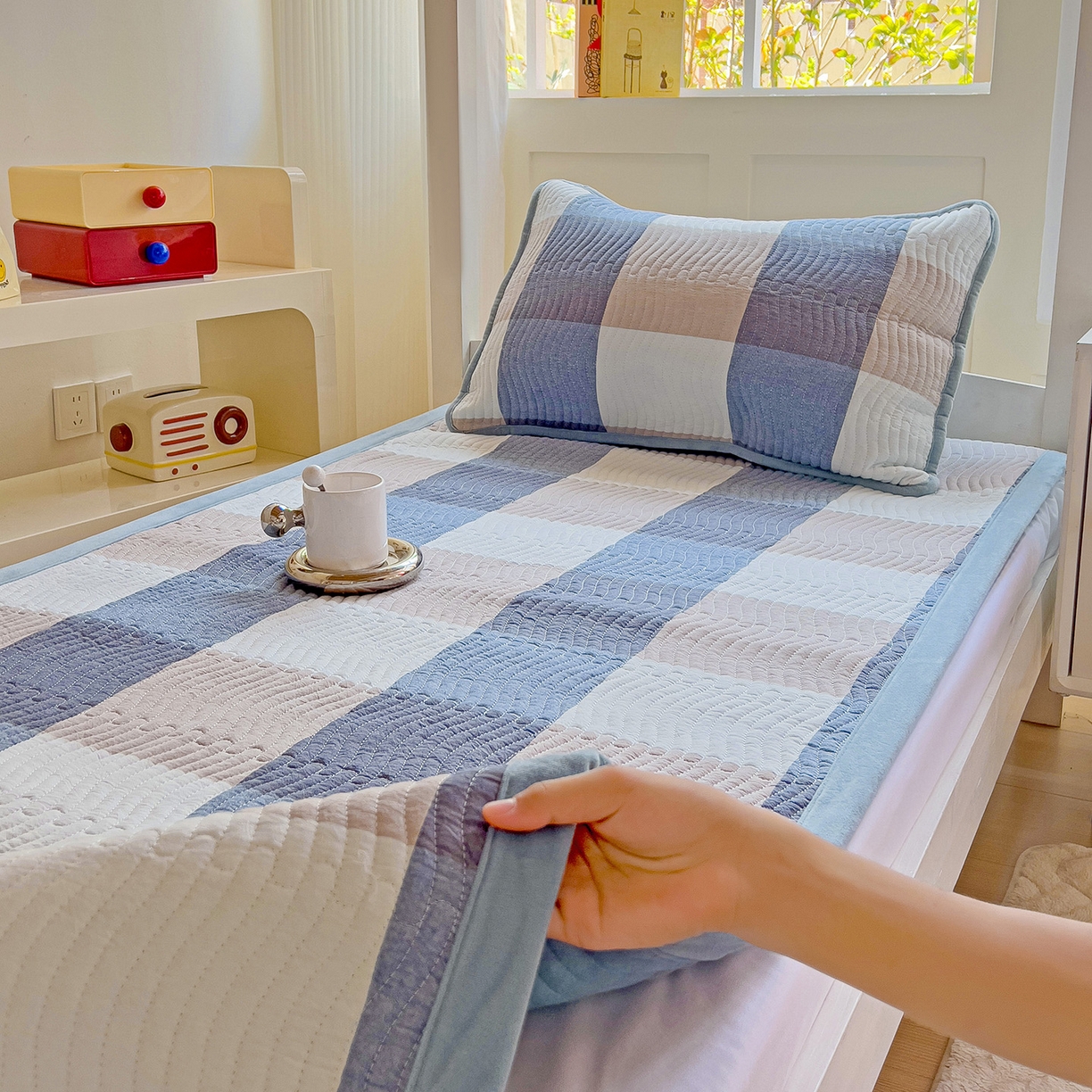 91家纺网 家纺一手货源 找家纺 （总）乐野家居 2025新款开学季 A类全棉水洗棉+宝宝绒学生床盖三件套（多功能被套）