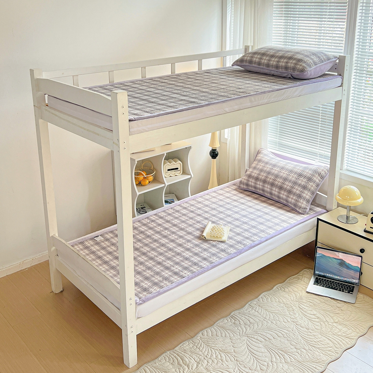 91家纺网 家纺一手货源 找家纺 乐野家居 2025新款开学季 A类全棉水洗棉+宝宝绒学生床盖三件套（多功能被套） 可可紫