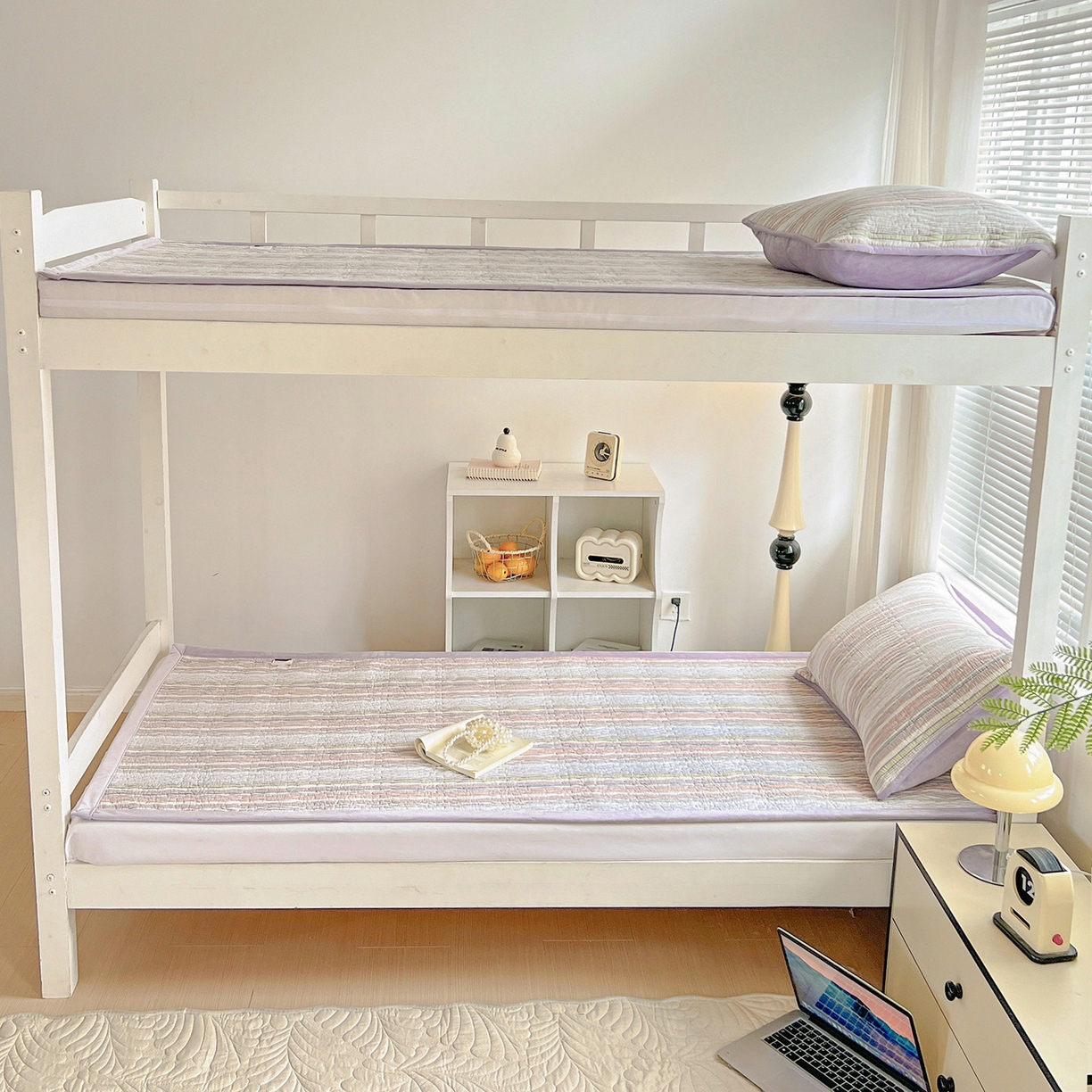 91家纺网 家纺一手货源 找家纺 乐野家居 2025新款开学季 A类全棉水洗棉+宝宝绒学生床盖三件套（多功能被套） 甜心紫