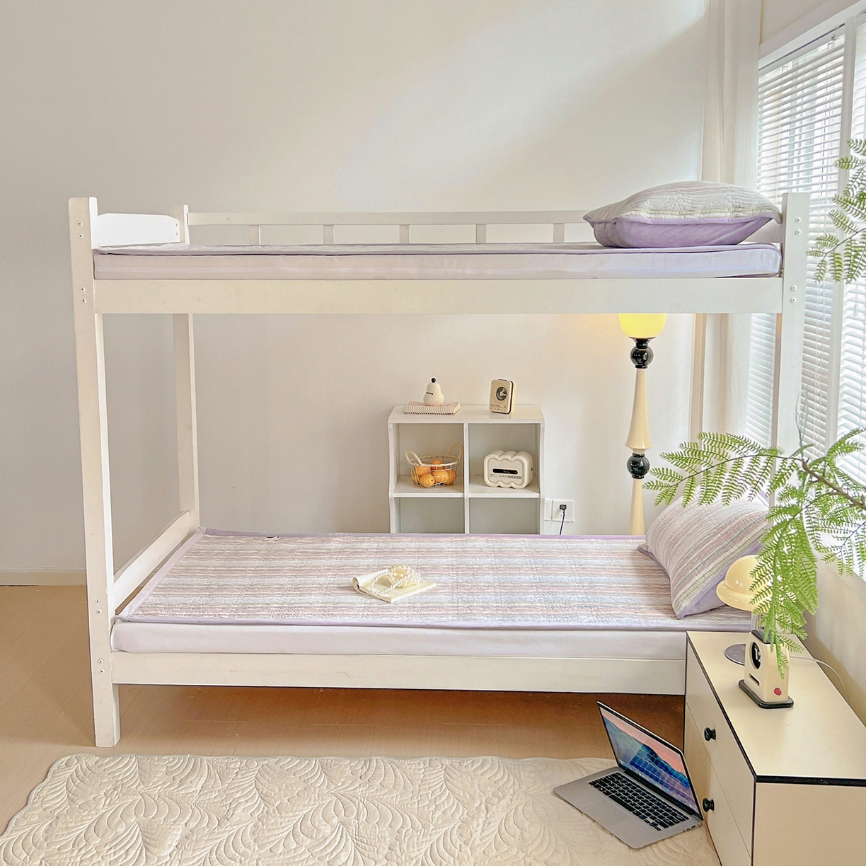 91家纺网 家纺一手货源 找家纺 乐野家居 2025新款开学季 A类全棉水洗棉+宝宝绒学生床盖三件套（多功能被套） 甜心紫