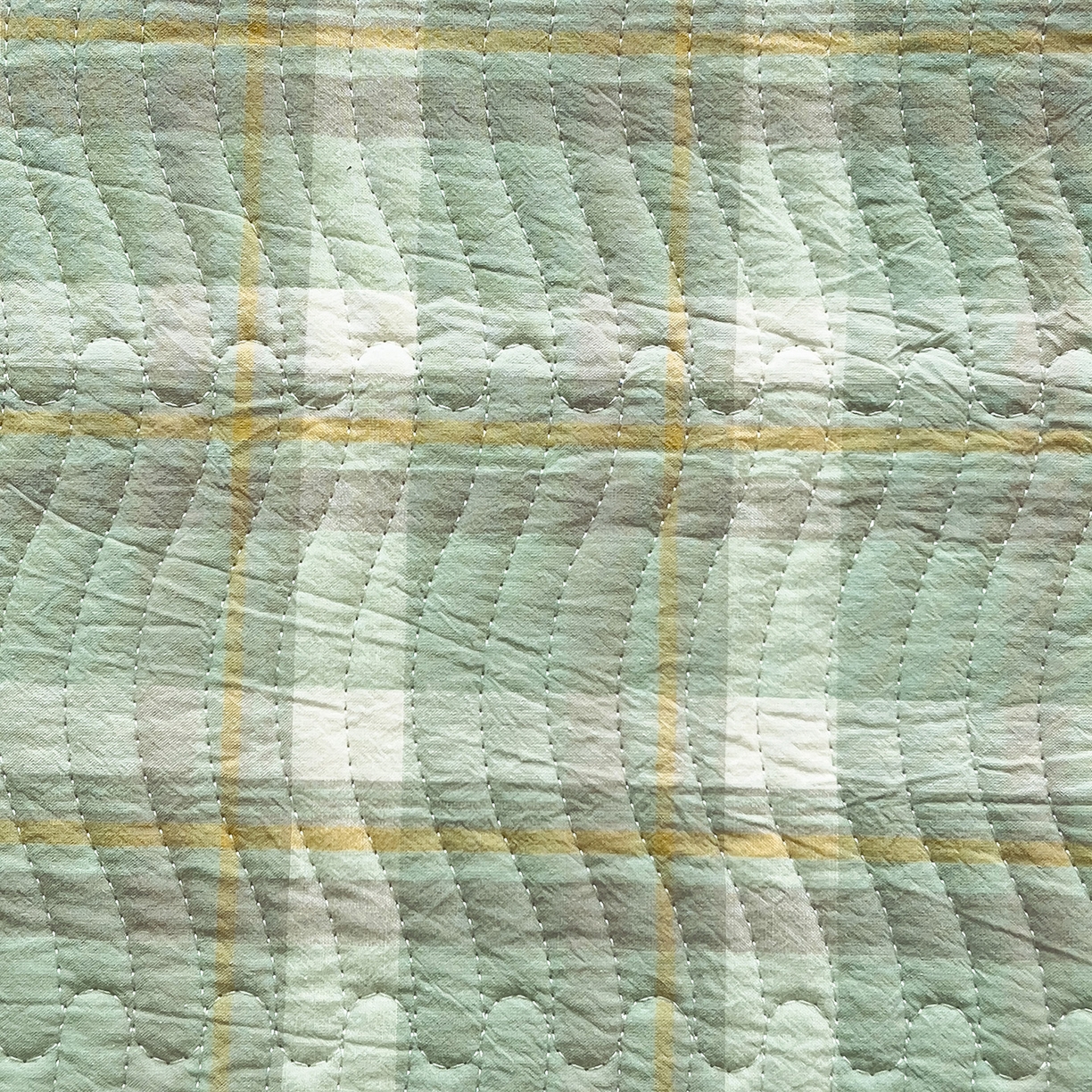 91家纺网 家纺一手货源 找家纺 乐野家居 2025新款开学季 A类全棉水洗棉+宝宝绒学生床盖三件套（多功能被套） 绿中格