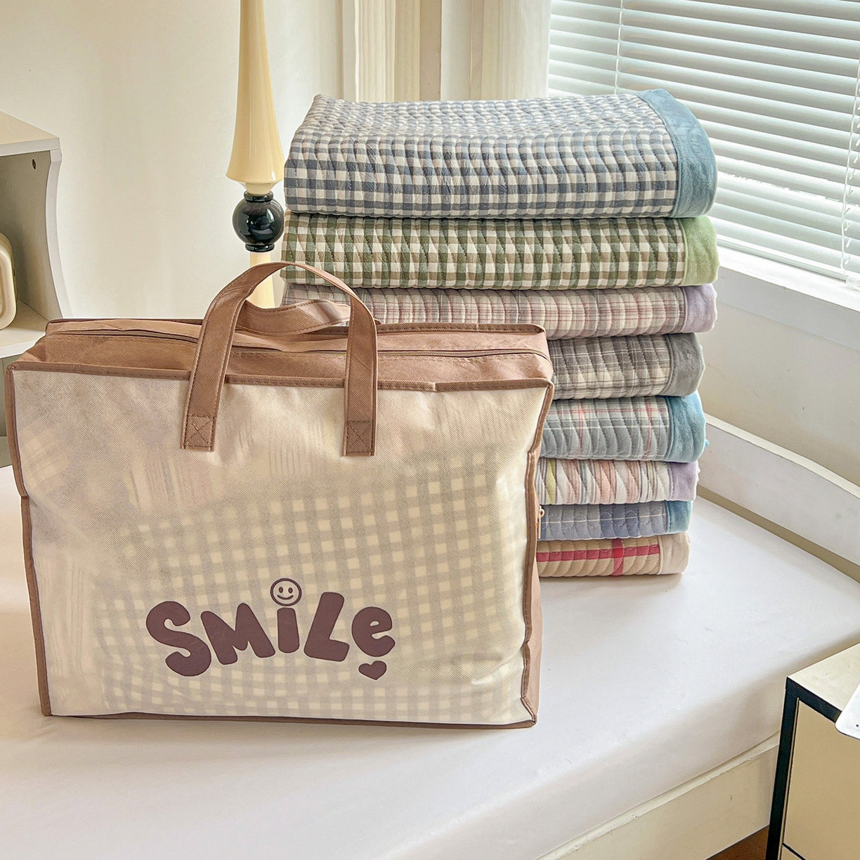 91家纺网 家纺一手货源 找家纺 乐野家居 2025新款开学季 A类全棉水洗棉+宝宝绒学生床盖三件套（多功能被套） 组合图