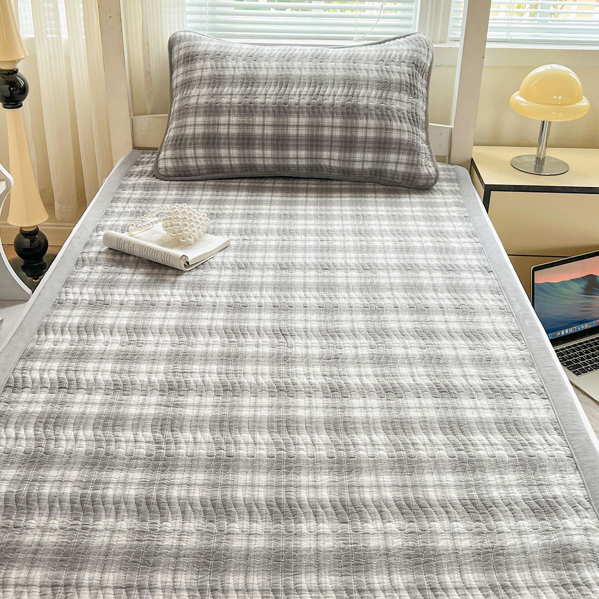 91家纺网 家纺一手货源 找家纺 乐野家居 2025新款开学季 A类全棉水洗棉+宝宝绒学生床盖三件套（多功能被套） 可可灰