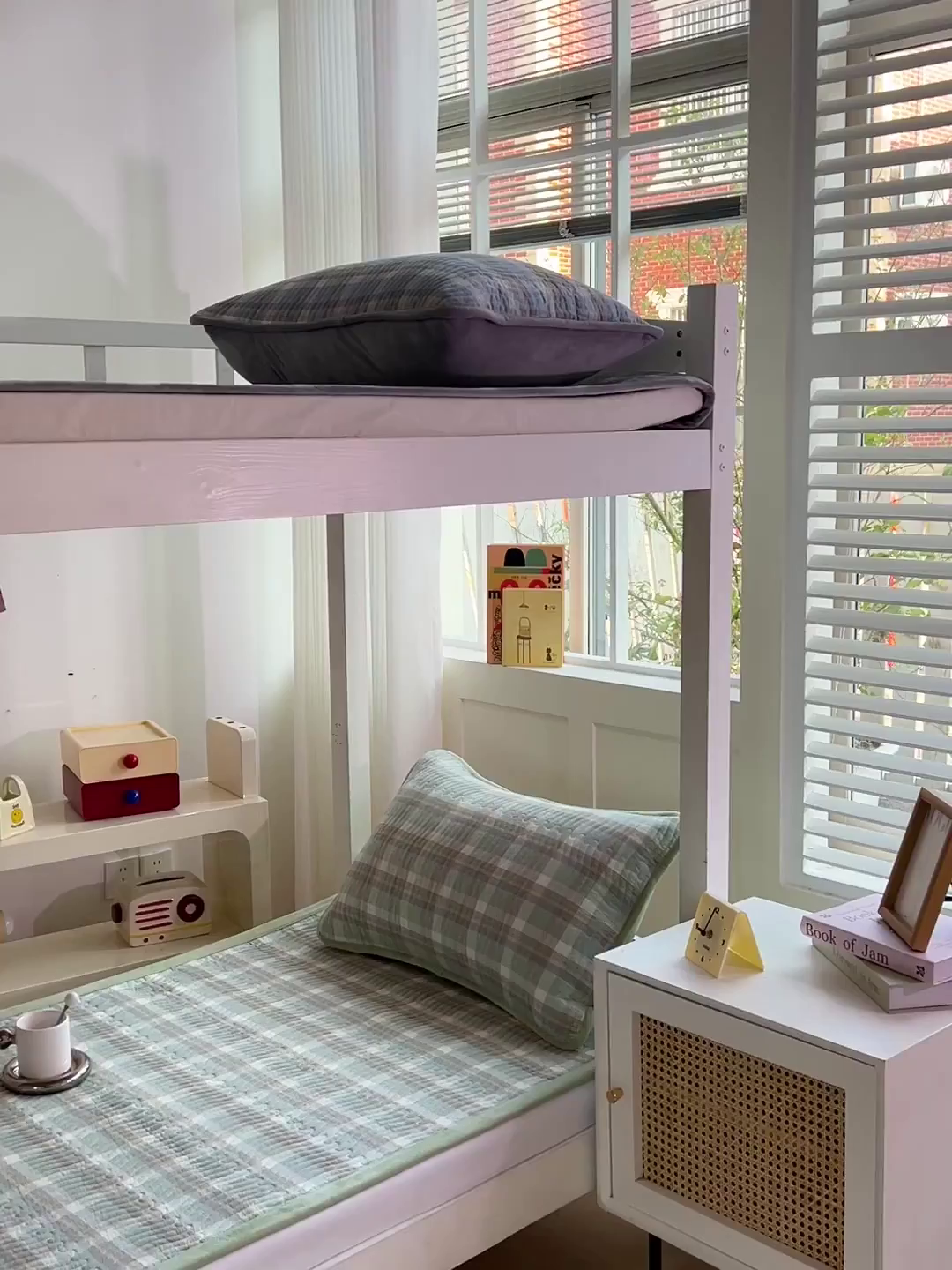 91家纺网 家纺一手货源 找家纺 乐野家居 2025新款开学季 A类全棉水洗棉+宝宝绒学生床盖三件套（多功能被套） 绿中格