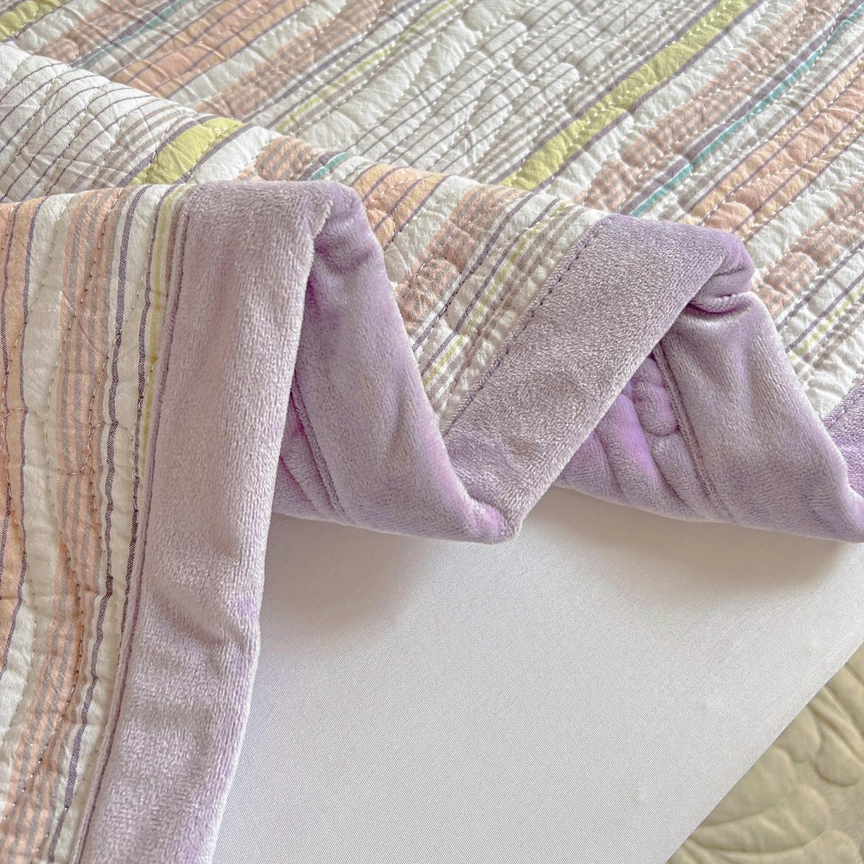 91家纺网 家纺一手货源 找家纺 乐野家居 2025新款开学季 A类全棉水洗棉+宝宝绒学生床盖三件套（多功能被套） 甜心紫