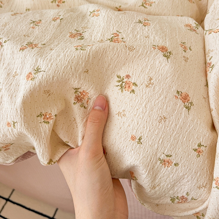 91家纺网 家纺一手货源 找家纺  一比一 2025新款古法水洗棉小布袋高克重云柔棉四件套 晴天