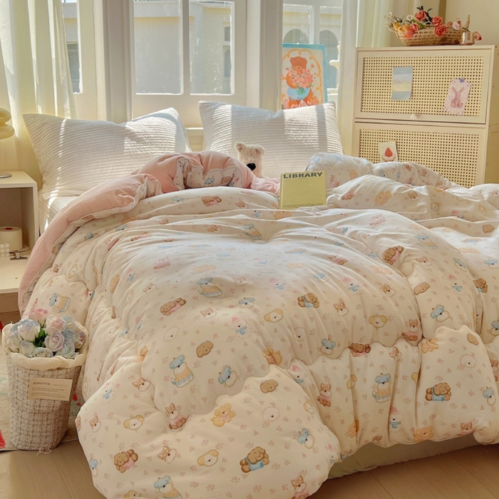 91家纺网 家纺一手货源 找家纺 （总）华誉 2025新款云感木棉皱皱纱双层纱A类超柔学生冬被被子被芯