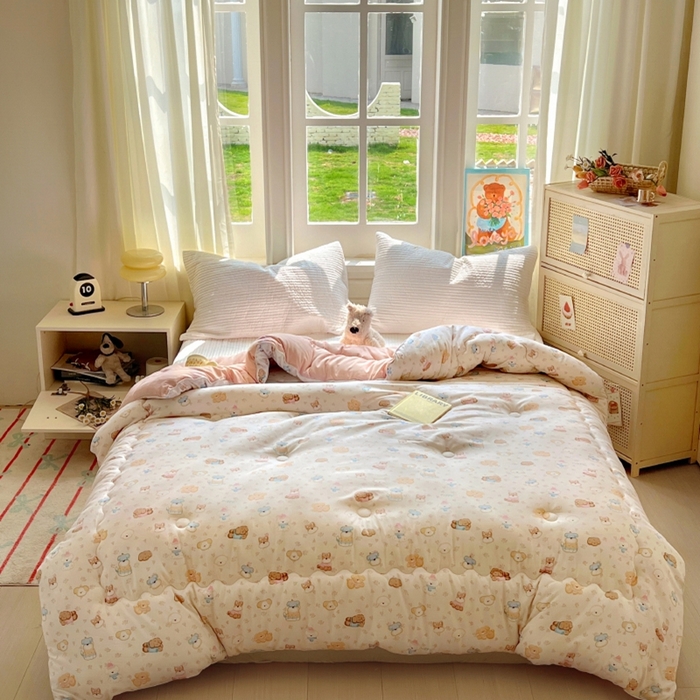 91家纺网 家纺一手货源 找家纺 （总）华誉 2025新款云感木棉皱皱纱双层纱A类超柔学生冬被被子被芯