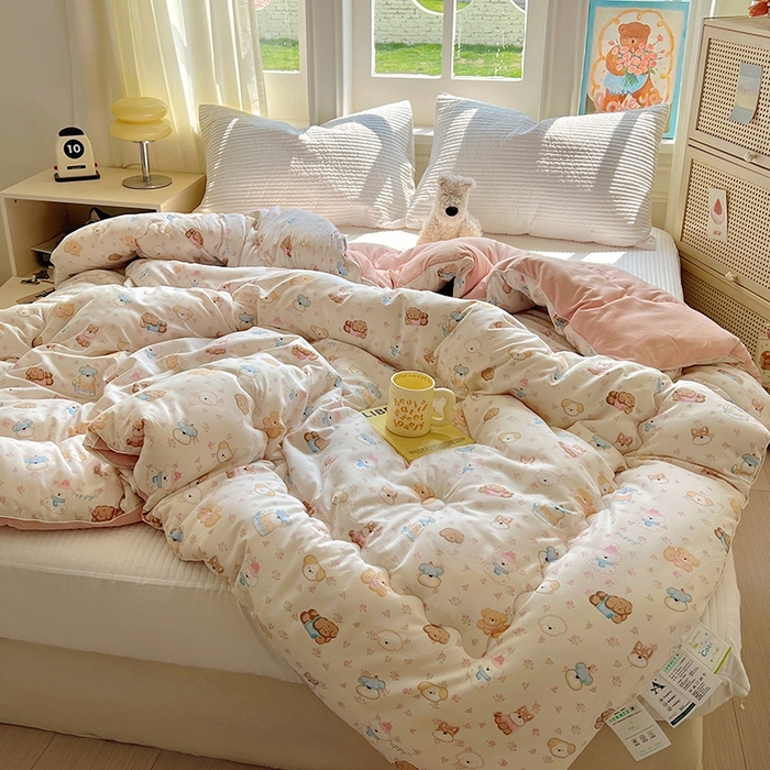 91家纺网 家纺一手货源 找家纺 （总）华誉 2025新款云感木棉皱皱纱双层纱A类超柔学生冬被被子被芯