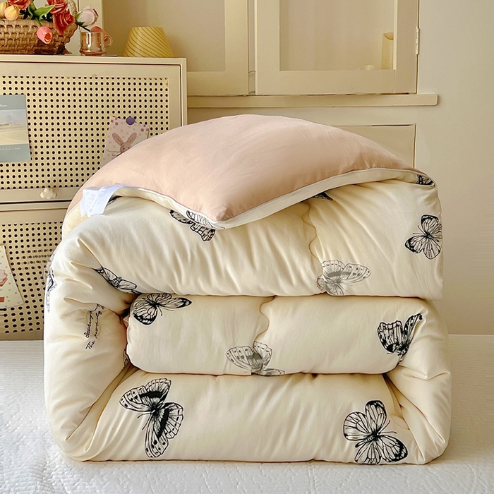 91家纺网 家纺一手货源 找家纺 （总）华誉 2025新款云感木棉皱皱纱双层纱A类超柔学生冬被被子被芯