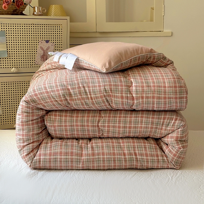 91家纺网 家纺一手货源 找家纺 （总）华誉 2025新款云感木棉皱皱纱双层纱A类超柔学生冬被被子被芯