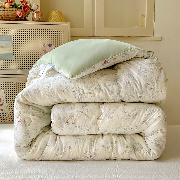 91家纺网 家纺一手货源 找家纺 （总）华誉 2025新款云感木棉皱皱纱双层纱A类超柔学生冬被被子被芯